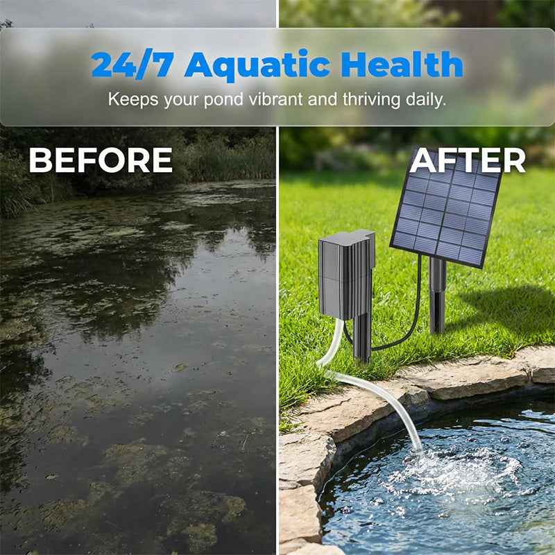 Solar-Powered High-Efficiency Pond Oxygenator
