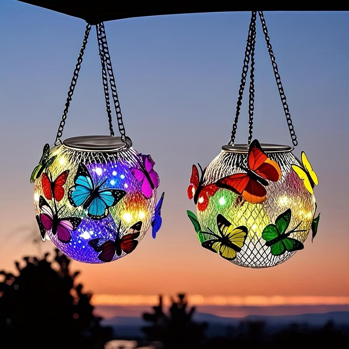 Luminous Butterfly Solar Hanging Lanterns