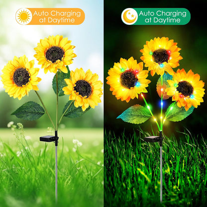Realistic Solar-Powered Garden Sunflower Lights