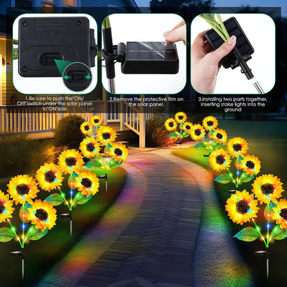 Realistic Solar-Powered Garden Sunflower Lights