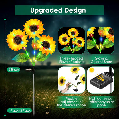 Realistic Solar-Powered Garden Sunflower Lights