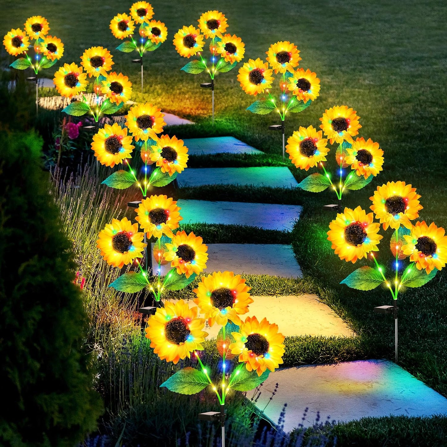 Realistic Solar-Powered Garden Sunflower Lights