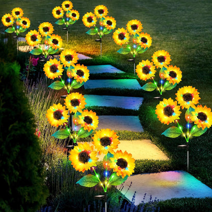 Realistic Solar-Powered Garden Sunflower Lights